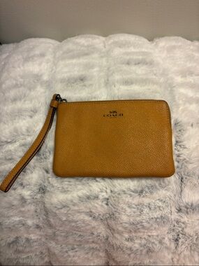 Coach Leather Wristlet in Mustard